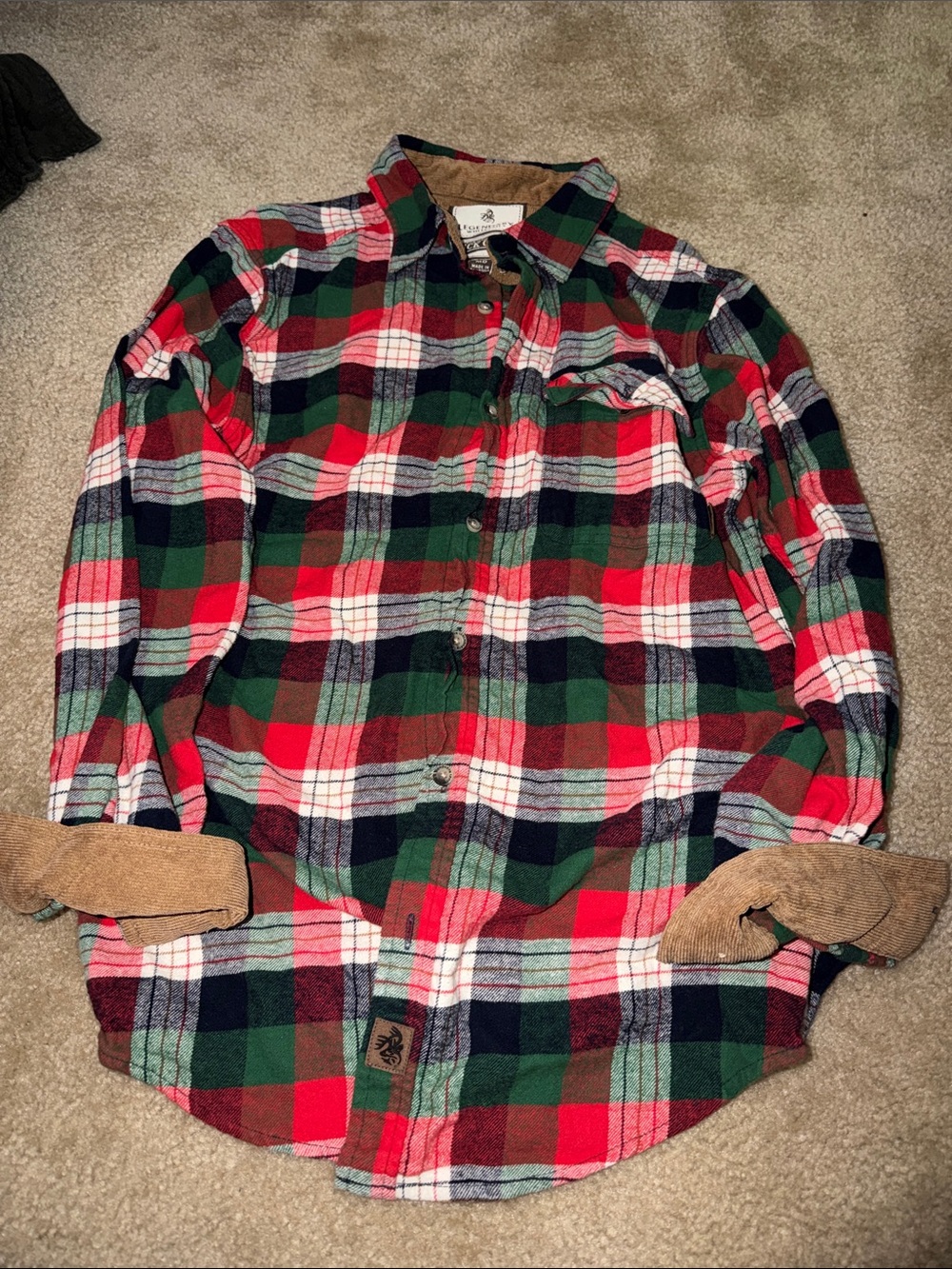 Men's Plaid Flannel Shirt - Red Green Black - Outdoor Casual